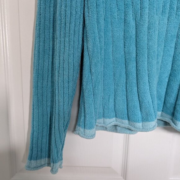 J Jill Ribbed Chenille Turtleneck Womens Size Large Blue Green Soft Knit Sweater - Picture 3 of 10